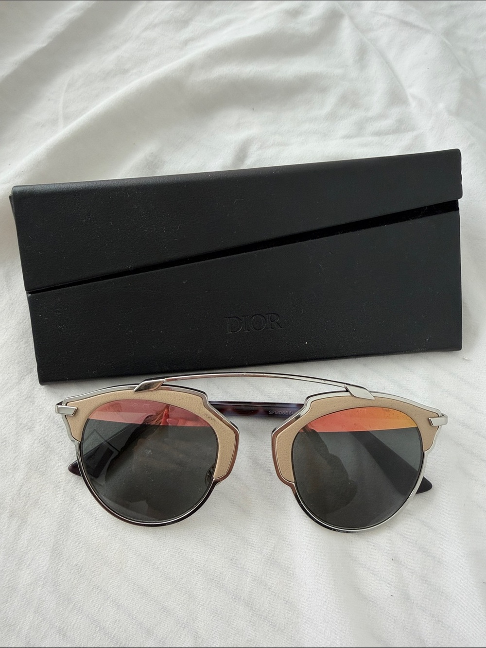 Dior Sunglasses with Black Lenses and Gold-Tone Accents